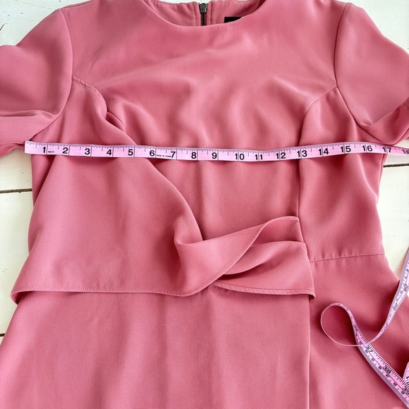 TOPSHOP Twist Front Skater Dress Size 8 Pink Salmon A-Line Capsule Minimalist - Picture 5 of 10